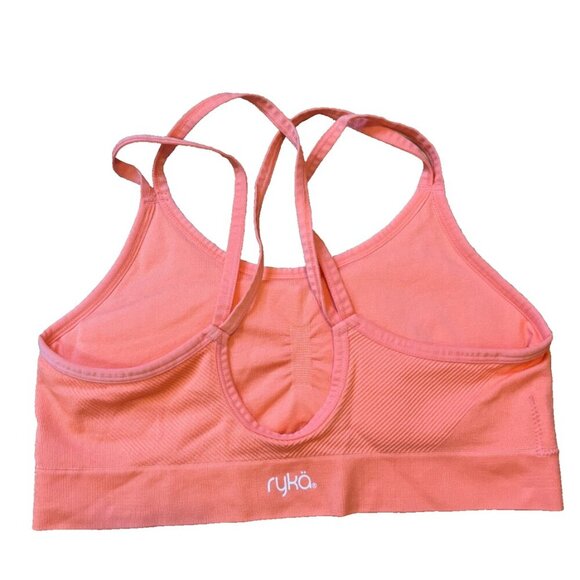 Ryka Ribbed Sports Bra Womens Size Large Orange Tagless Comfort, Removable Pads - Picture 1 of 3